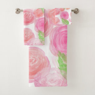 Conjunto De Toalhas Padrões Florais De Aquarela Elegante