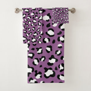 Conjunto De Toalhas Padrões-leopardo, manchas-leopardo, leopardo roxo