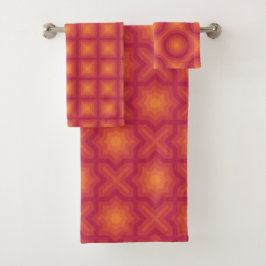 Conjunto De Toalhas Padrões magenta Sun Orange Viva