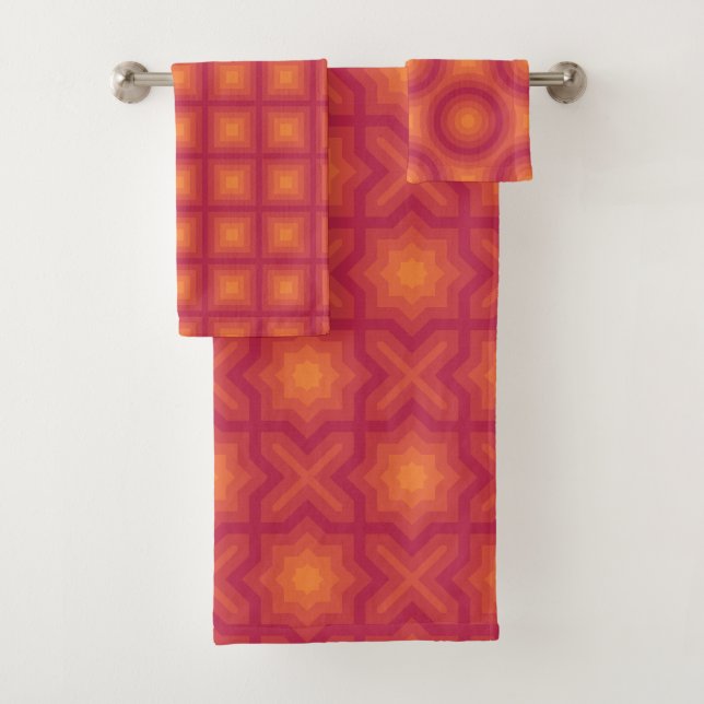 Conjunto De Toalhas Padrões magenta Sun Orange Viva (Insitu)