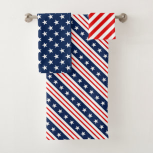 Conjunto De Toalhas Padrões Patrióticos da Bandeira Americana Vermelha
