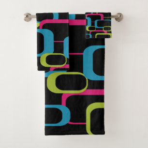 Conjunto De Toalhas Padrões preto cor-de-rosa azul Neon verde