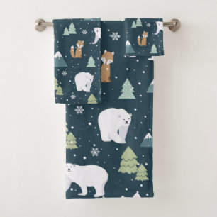 Conjunto De Toalhas Padrões Russos De Inverno De Natal Bonito