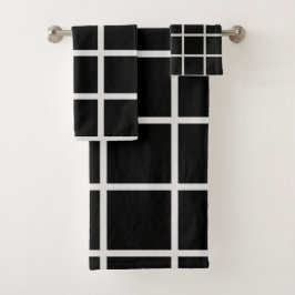 Conjunto De Toalhas Painel da Janela Preta e Branca