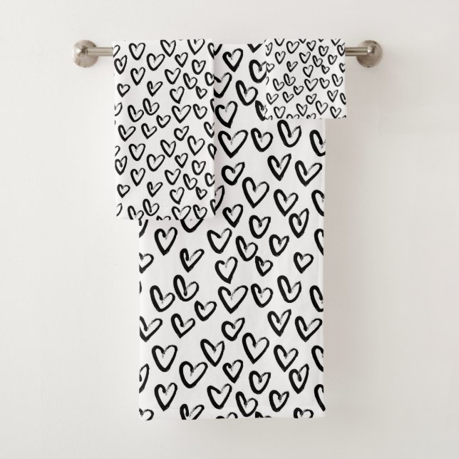 Conjunto De Toalhas Paint Stroke Heart Pattern (Insitu)