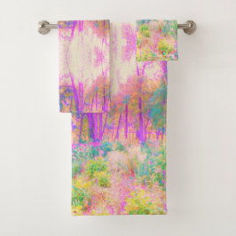 Conjunto De Toalhas Paisagem de Jardim Cor-de-Rosa e Coral Iluminado