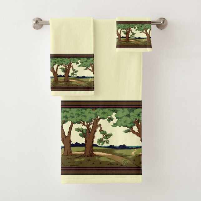 Conjunto De Toalhas Paisagem De Oak De Estilo De Artes E Artesanatos V (Insitu)