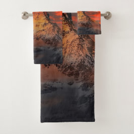 Conjunto De Toalhas Paisagem do Céu Vermelho, em estonteamento