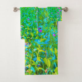 Conjunto De Toalhas Paisagem do Jardim Impressionista Azul Aqua