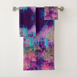 Conjunto De Toalhas Paisagem Impressionista Puro e Rosa Quente