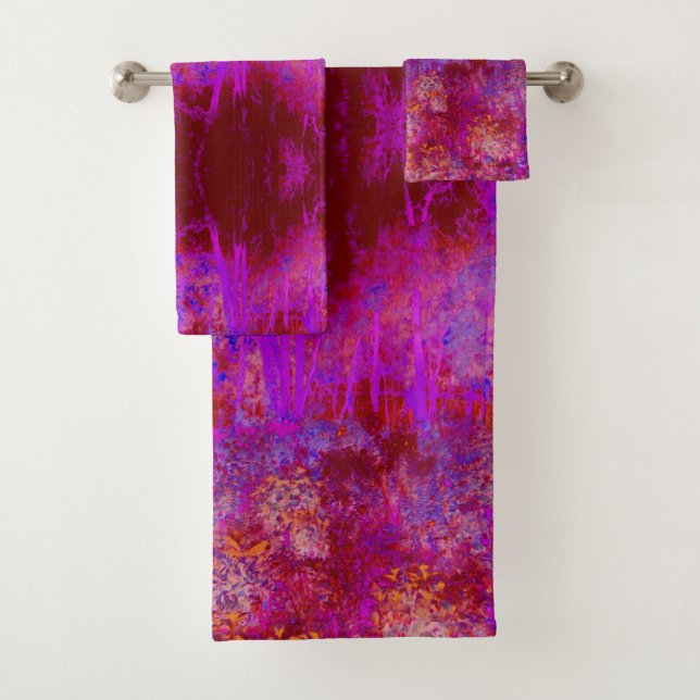 Conjunto De Toalhas Paisagem Impressionista Trippy Red e Magenta (Insitu)