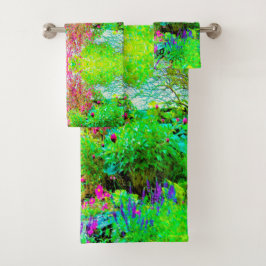Conjunto De Toalhas Paisagem Primavera verde do jardim com peônias