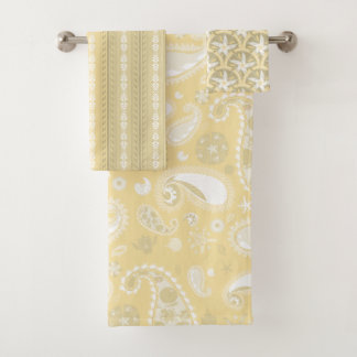Conjunto De Toalhas Paisley Amarelo