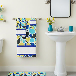 Conjunto De Toalhas Paisley azul e amarelo