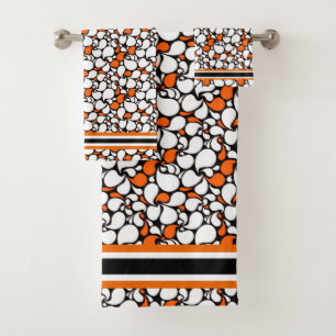 Conjunto De Toalhas paisley laranja e preto