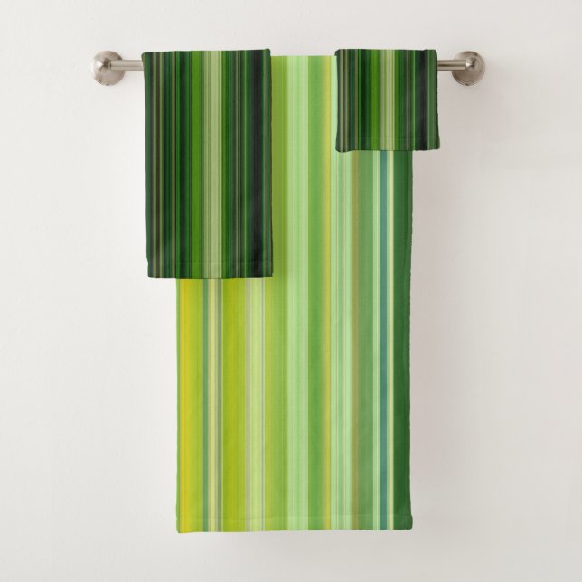 Conjunto De Toalhas Pale and Dark Green Stripes (Insitu)