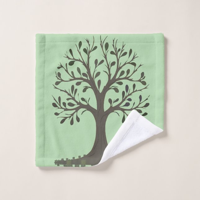 Conjunto De Toalhas 🌳 Pale Green Tree of Life Bath Towel Set - Alone (Pano de lavar)