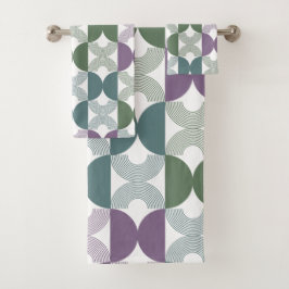 Conjunto De Toalhas Paleta de cores retrô fofa anos 50 Verde sálvia Az