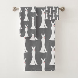 Conjunto De Toalhas Palhaço branco elegante na Cinza - Padrão de Na mo