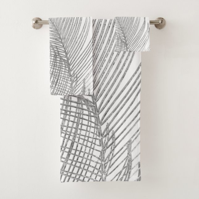 Conjunto De Toalhas Palm deixa arte fina em linha com folha de prata # (Insitu)
