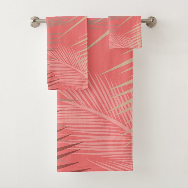 Conjunto De Toalhas Palm deixa sombra em coral vivo (Insitu)
