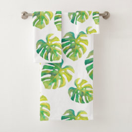 Conjunto De Toalhas Palm Leaf Tropical Havaí Vibe Greenery