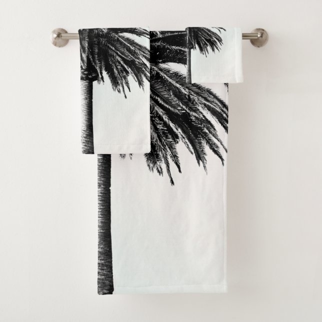 Conjunto De Toalhas Palm Tree Black White Modern Blue Sky (Insitu)