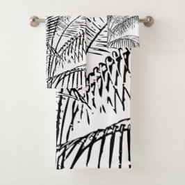 Conjunto De Toalhas Palm Tree deixa o padrão de Abstrato retrovisor do