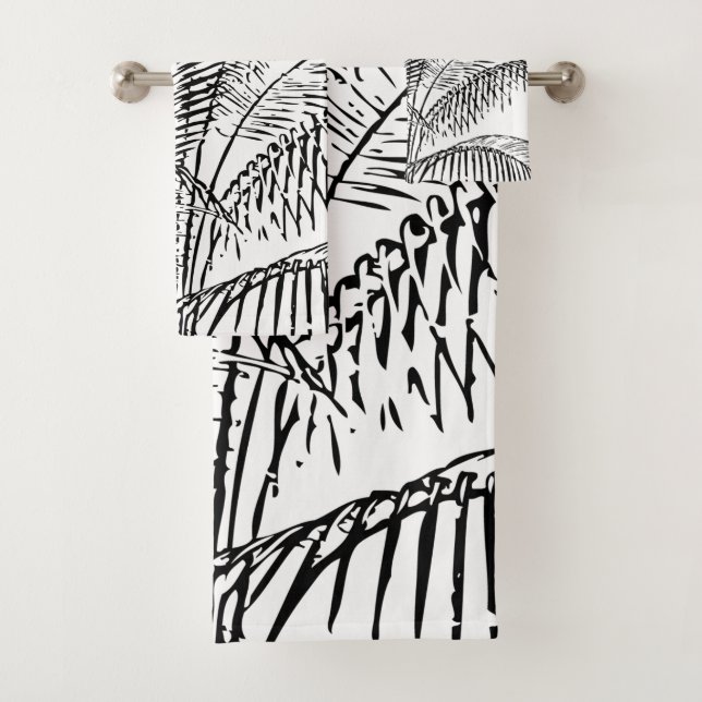 Conjunto De Toalhas Palm Tree deixa o padrão de Abstrato retrovisor do (Insitu)