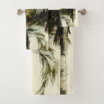 Palm Tree Patterin Tropical Bath Towel