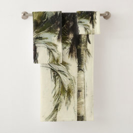 Conjunto De Toalhas Palm Tree Patterin Tropical Bath Towel