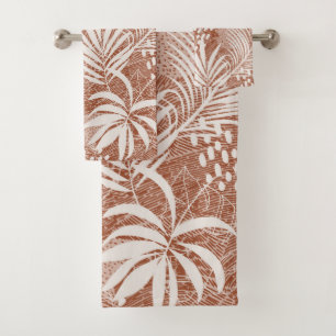 Conjunto De Toalhas Palma branca deixa Rosa taupe