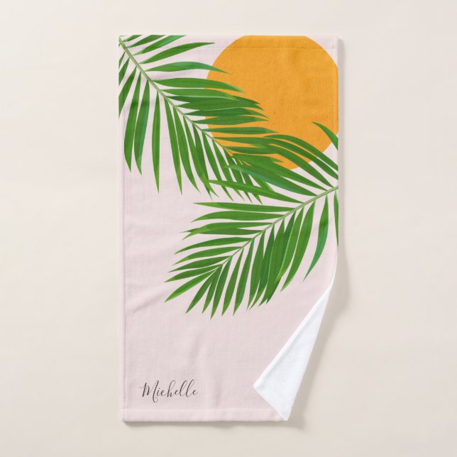 Conjunto De Toalhas Palma de Sol Tropical Retroativa deixa nome minima (Toalha de mão)