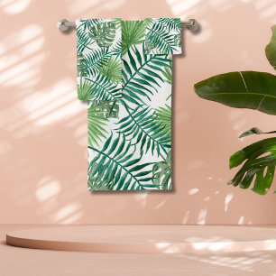 Conjunto De Toalhas Palma Verde Tropical Deixa Arte Aquarela