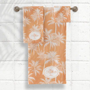 Conjunto De Toalhas Palmeira havaiana Silhouette Padrão Tacao ID1093
