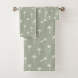 Conjunto De Toalhas Palmeiras Boho Casa de Campo Costeira Verde Musgo