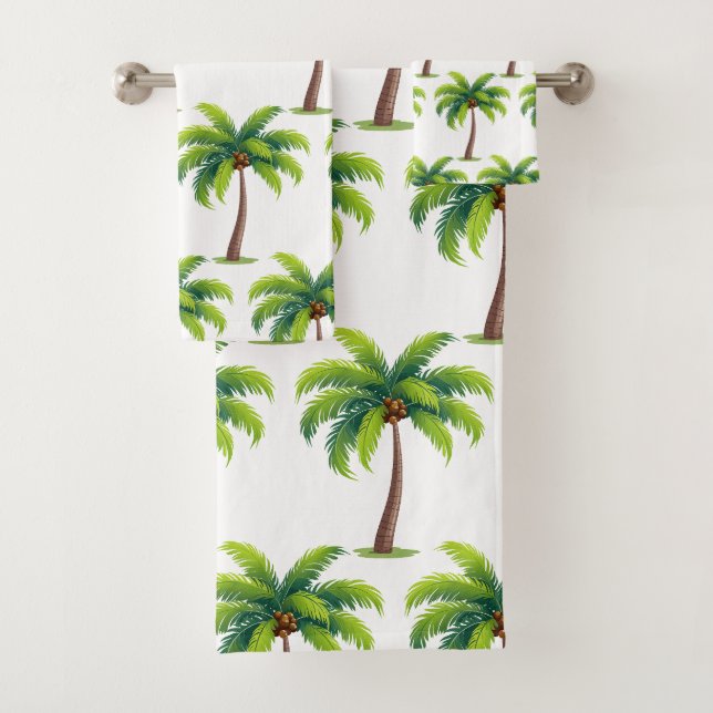 Conjunto De Toalhas Palmeiras Botânicas Modernas de Verão em Branco (Insitu)