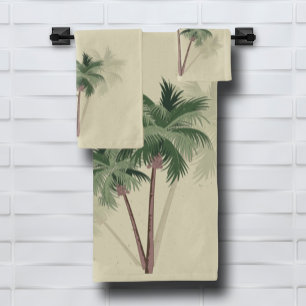 Conjunto De Toalhas Palmeiras tropicais em verde-claro