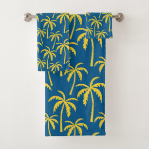 Conjunto De Toalhas Palmeiras tropicais Ilha Blue Yellow Beach