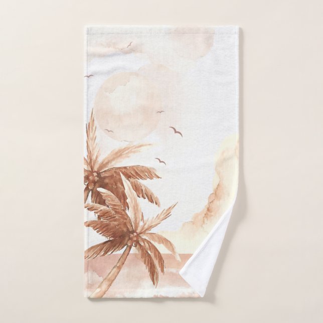 Conjunto De Toalhas Palmeiras Tropicais Rústicas (Toalha de mão)