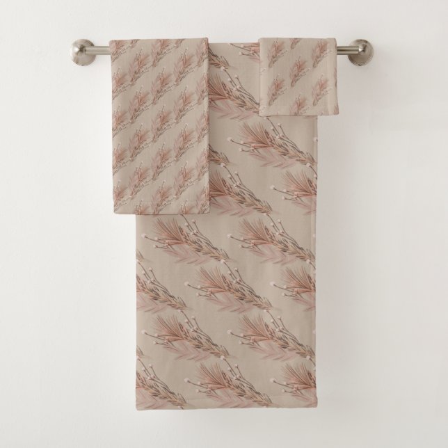 Conjunto De Toalhas Pampas Boêmio Tom Terroso Marrom (Insitu)