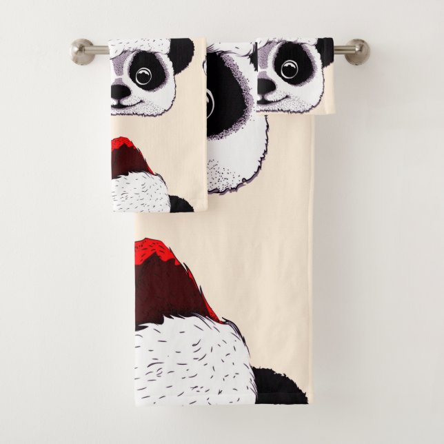 Conjunto De Toalhas panda engraçada e fofa no Natal (Insitu)