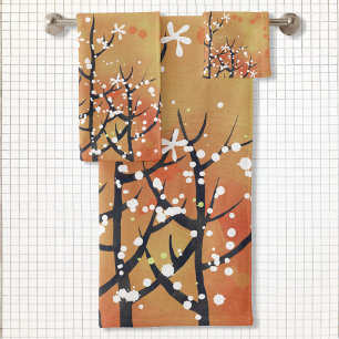 Conjunto De Toalhas Panorama Moderna de Abstrato Queimada Laranja