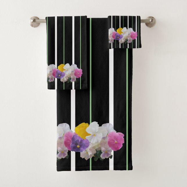 Conjunto De Toalhas Pansias Coloridas E Fitas Negrito (Insitu)