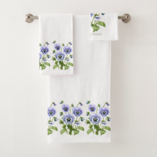 Conjunto De Toalhas Pansies roxos
