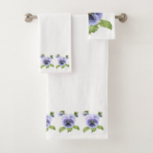 Conjunto De Toalhas Pansies roxos