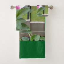 Pansy Bath Towels (Pink & Purple)