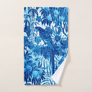 Conjunto De Toalhas Papagaio em um Prédio da Selva, Azul Indigo e Bra