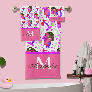 Conjunto De Toalhas Papagaio-Púrpura-Rosa Náutico do Miúdo