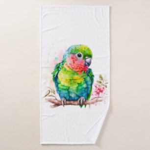 Conjunto De Toalhas Papagaio Verde - Pássaro Bebê Bonito